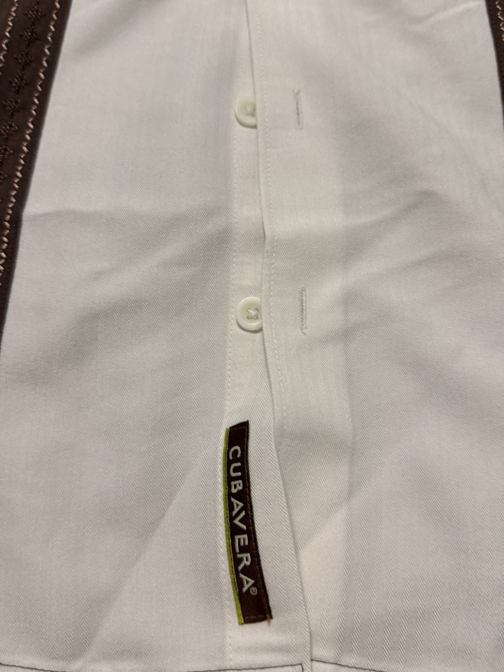 Cubavera Brown and White Cuban-Style Button-Down Shirt - Picture 5 of 5